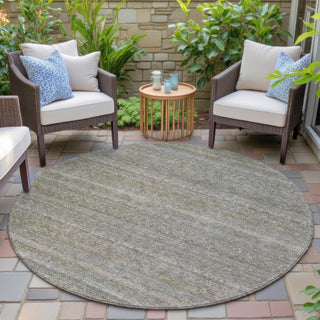Piper Looms Chantille Stripes ACN2105 Khaki Machine Washable Area Rug Round Outdoor Lifestyle Image Feature