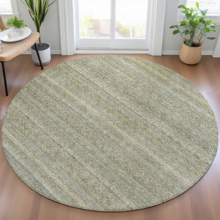 Piper Looms Chantille Stripes ACN2105 Linen Machine Washable Area Rug Round Lifestyle Image Feature