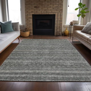 Piper Looms Chantille Stripes ACN2105 Pewter Machine Washable Area Rug Lifestyle Image Feature