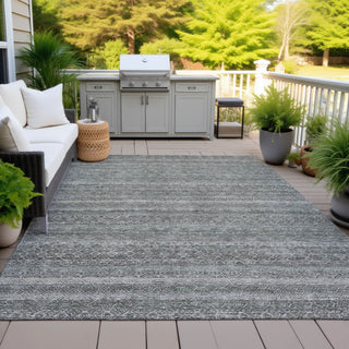 Piper Looms Chantille Stripes ACN2105 Pewter Machine Washable Area Rug Outdoor Lifestyle Image Feature