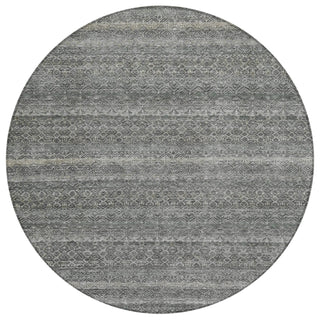 Piper Looms Chantille Stripes ACN2105 Pewter Machine Washable Area Rug Round Main Image