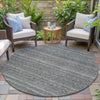Piper Looms Chantille Stripes ACN2105 Pewter Machine Washable Area Rug Round Outdoor Lifestyle Image Feature