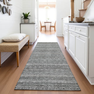 Piper Looms Chantille Stripes ACN2105 Pewter Machine Washable Area Rug Runner Lifestyle Image Feature