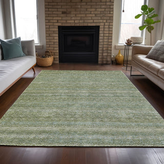 Piper Looms Chantille Stripes ACN2105 Sage Machine Washable Area Rug Lifestyle Image Feature