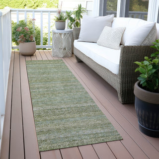 Piper Looms Chantille Stripes ACN2105 Sage Machine Washable Area Rug Runner Outdoor Lifestyle Image Feature