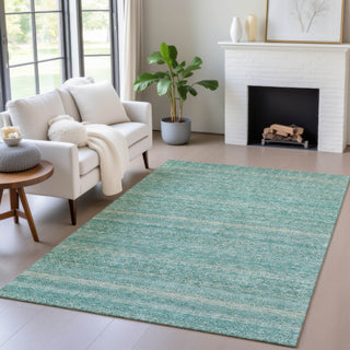 Piper Looms Chantille Stripes ACN2105 Teal Machine Washable Area Rug Lifestyle Image Feature