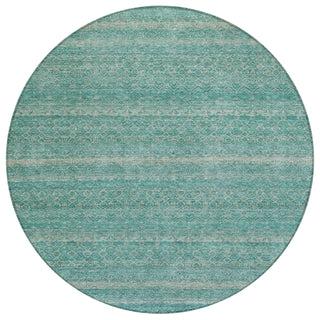 Piper Looms Chantille Stripes ACN2105 Teal Machine Washable Area Rug Round Main Image