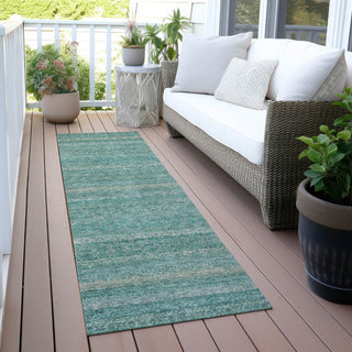 Piper Looms Chantille Stripes ACN2105 Teal Machine Washable Area Rug Runner Outdoor Lifestyle Image Feature