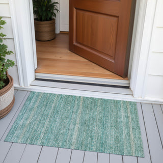 Piper Looms Chantille Stripes ACN2105 Teal Machine Washable Area Rug Scatter Outdoor Lifestyle Image Feature