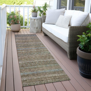 Piper Looms Chantille Stripes ACN2106 Brown Machine Washable Area Rug Runner Outdoor Lifestyle Image Feature