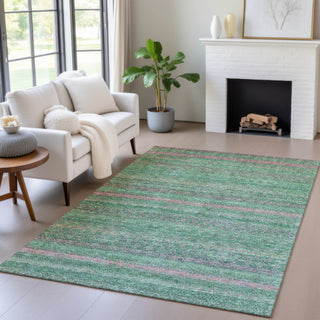 Piper Looms Chantille Stripes ACN2106 Green Machine Washable Area Rug Lifestyle Image Feature