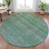 Piper Looms Chantille Stripes ACN2106 Green Machine Washable Area Rug Round Lifestyle Image Feature