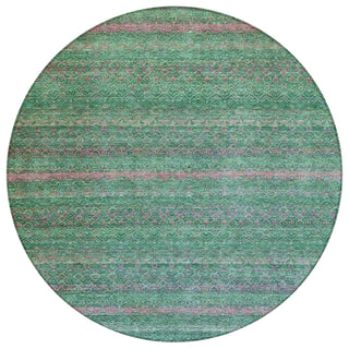 Piper Looms Chantille Stripes ACN2106 Green Machine Washable Area Rug Round Main Image