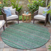 Piper Looms Chantille Stripes ACN2106 Green Machine Washable Area Rug Round Outdoor Lifestyle Image Feature