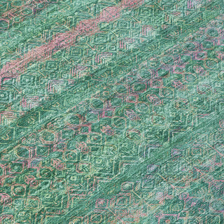 Piper Looms Chantille Stripes ACN2106 Green Machine Washable Area Rug Swatch Image