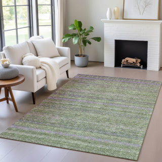 Piper Looms Chantille Stripes ACN2106 Olive Machine Washable Area Rug Lifestyle Image Feature