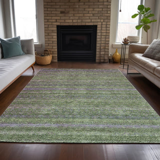 Piper Looms Chantille Stripes ACN2106 Olive Machine Washable Area Rug Lifestyle Image Feature