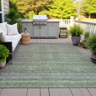 Piper Looms Chantille Stripes ACN2106 Olive Machine Washable Area Rug Outdoor Lifestyle Image Feature