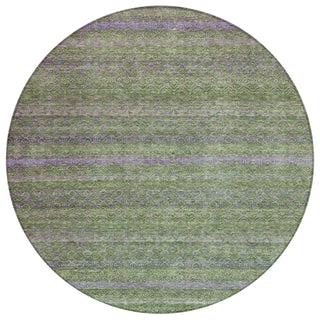 Piper Looms Chantille Stripes ACN2106 Olive Machine Washable Area Rug Round Main Image