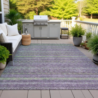 Piper Looms Chantille Stripes ACN2106 Purple Machine Washable Area Rug Outdoor Lifestyle Image Feature