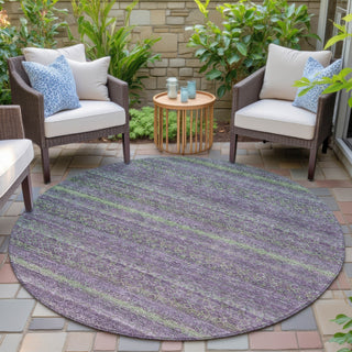 Piper Looms Chantille Stripes ACN2106 Purple Machine Washable Area Rug Round Outdoor Lifestyle Image Feature