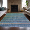 Piper Looms Chantille Stripes ACN2106 Teal Machine Washable Area Rug Lifestyle Image Feature