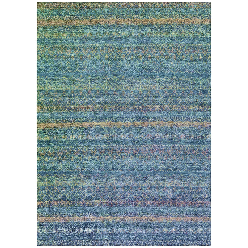 Piper Looms Chantille Stripes ACN2106 Teal Machine Washable Area Rug main image