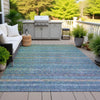 Piper Looms Chantille Stripes ACN2106 Teal Machine Washable Area Rug Outdoor Lifestyle Image Feature