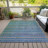 Piper Looms Chantille Stripes ACN2106 Teal Machine Washable Area Rug Outdoor Lifestyle Image Feature