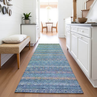 Piper Looms Chantille Stripes ACN2106 Teal Machine Washable Area Rug Runner Lifestyle Image Feature