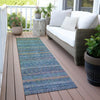 Piper Looms Chantille Stripes ACN2106 Teal Machine Washable Area Rug Runner Outdoor Lifestyle Image Feature