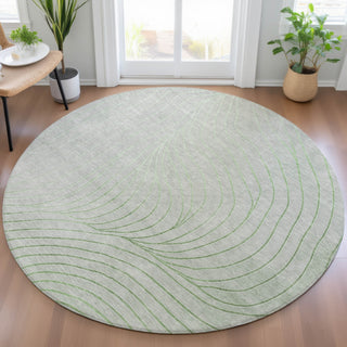 Piper Looms Chantille Swirls ACN2107 Aloe Machine Washable Area Rug Round Lifestyle Image Feature