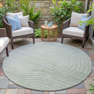 Piper Looms Chantille Swirls ACN2107 Aloe Machine Washable Area Rug Round Outdoor Lifestyle Image Feature