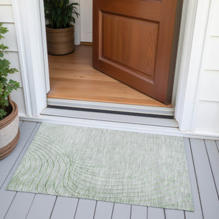 Piper Looms Chantille Swirls ACN2107 Aloe Machine Washable Area Rug Scatter Outdoor Lifestyle Image Feature