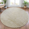 Piper Looms Chantille Swirls ACN2107 Beige Machine Washable Area Rug Round Lifestyle Image Feature