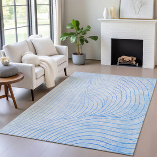 Piper Looms Chantille Swirls ACN2107 Blue Machine Washable Area Rug Lifestyle Image Feature