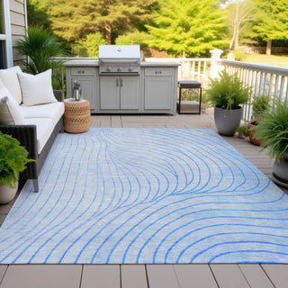 Piper Looms Chantille Swirls ACN2107 Blue Machine Washable Area Rug Outdoor Lifestyle Image Feature
