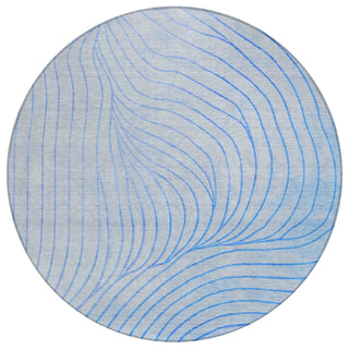 Piper Looms Chantille Swirls ACN2107 Blue Machine Washable Area Rug Round Main Image