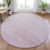 Piper Looms Chantille Swirls ACN2107 Blush Machine Washable Area Rug Round Lifestyle Image Feature
