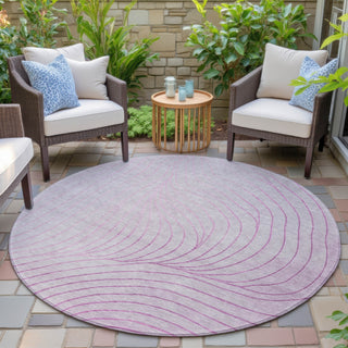 Piper Looms Chantille Swirls ACN2107 Blush Machine Washable Area Rug Round Outdoor Lifestyle Image Feature
