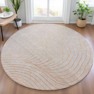 Piper Looms Chantille Swirls ACN2107 Copper Machine Washable Area Rug Round Lifestyle Image Feature