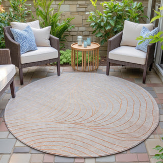 Piper Looms Chantille Swirls ACN2107 Copper Machine Washable Area Rug Round Outdoor Lifestyle Image Feature
