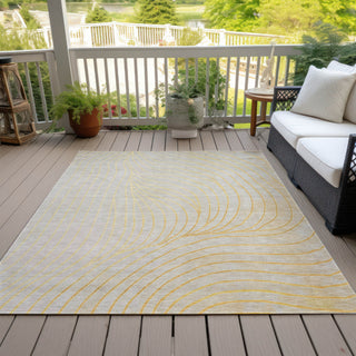 Piper Looms Chantille Swirls ACN2107 Gold Machine Washable Area Rug Outdoor Lifestyle Image Feature