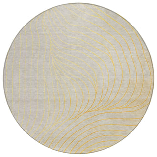 Piper Looms Chantille Swirls ACN2107 Gold Machine Washable Area Rug Round Main Image