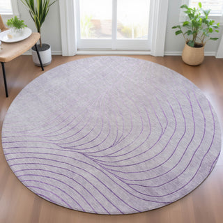 Piper Looms Chantille Swirls ACN2107 Lavender Machine Washable Area Rug Round Lifestyle Image Feature
