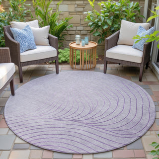 Piper Looms Chantille Swirls ACN2107 Lavender Machine Washable Area Rug Round Outdoor Lifestyle Image Feature