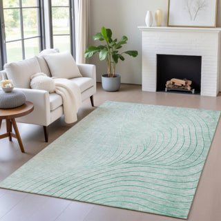 Piper Looms Chantille Swirls ACN2107 Mint Machine Washable Area Rug Lifestyle Image Feature