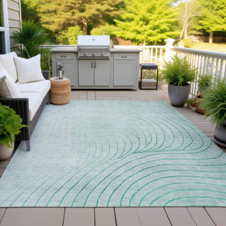 Piper Looms Chantille Swirls ACN2107 Mint Machine Washable Area Rug Outdoor Lifestyle Image Feature