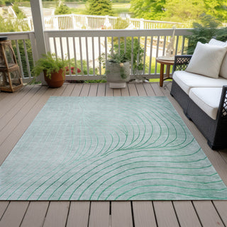 Piper Looms Chantille Swirls ACN2107 Mint Machine Washable Area Rug Outdoor Lifestyle Image Feature