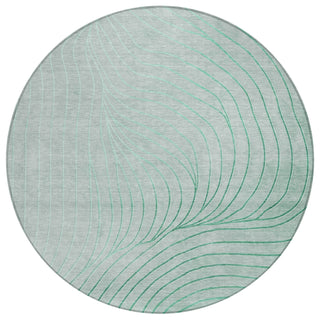 Piper Looms Chantille Swirls ACN2107 Mint Machine Washable Area Rug Round Main Image